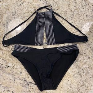 Small black and white striped bikini